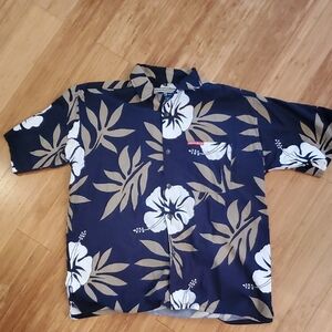 Navy Floral Casual Button Down Shirt